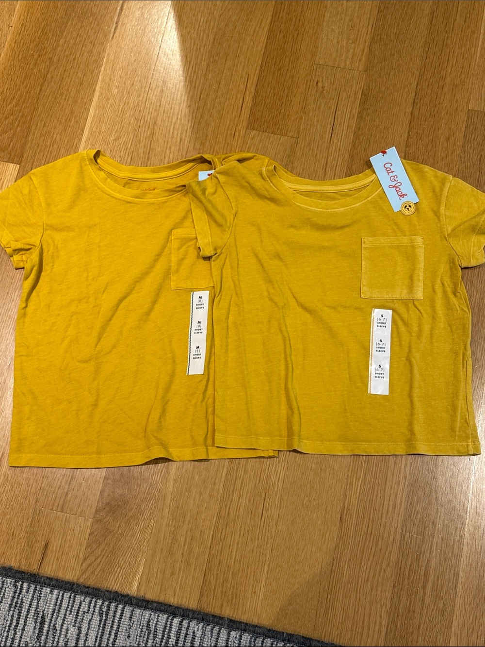 Cat & Jack yellow Short-Sleeve Pocket Tee Duo bundle